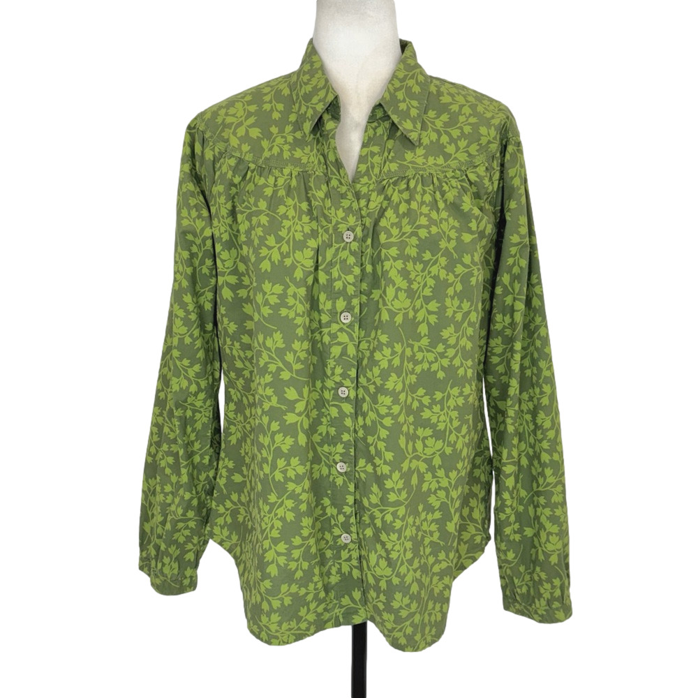 Columbia green leaf-print blouse